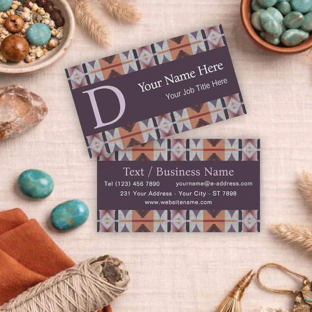 Modern Southwestern Geometric Tribal Art Pattern Business Card (Creator Uploaded)