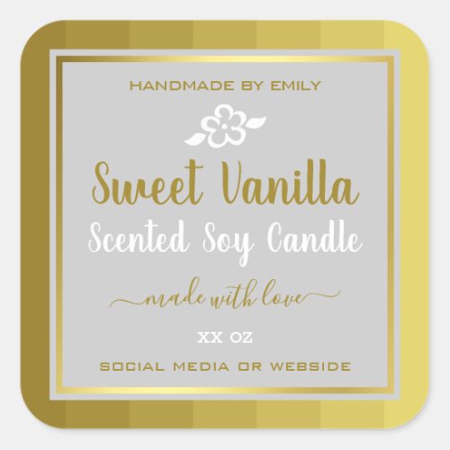Modern Soy Candles Packaging Labels Gold and Gray