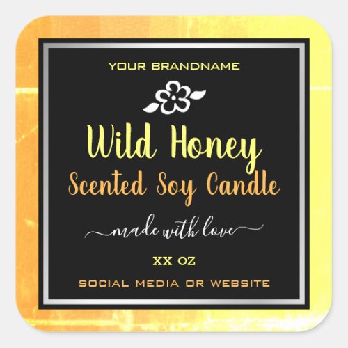 Modern Soy Candles Packaging Labels Orange Black