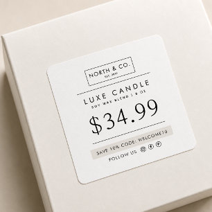 Modern Soy Wax Candle Price Sticker