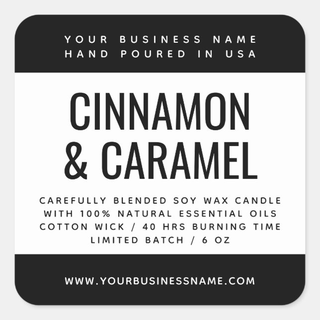 Modern soy wax candle product packaging label (Front)