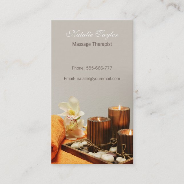 Modern Spa and Wellness Therapist Business Cards (Front)