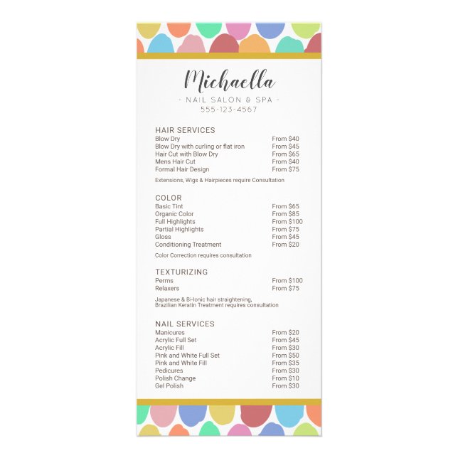 Modern Spa Beauty Salon Price List Service Menu (Front)