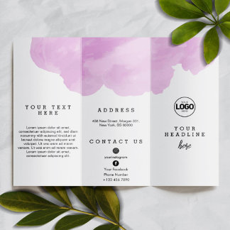 Modern Spa Business Tri Fold Pink Price List Menu Brochure