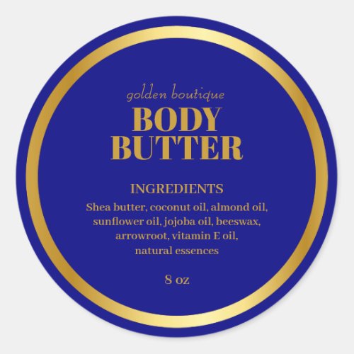 Modern Spa Product Ingredients Blue Gold Classic Round Sticker