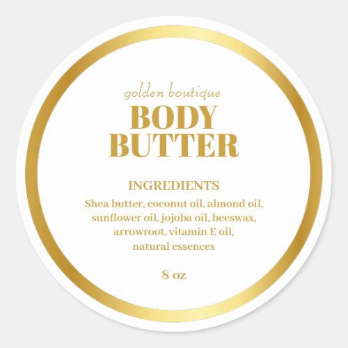 Modern Spa Product Ingredients White Gold Classic Classic Round Sticker