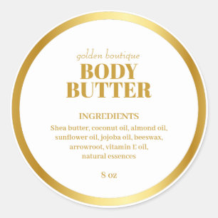 Modern Spa Product Ingredients White Gold Classic Round Sticker