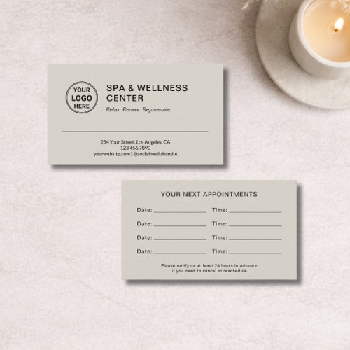 Modern Spa Wellness Neutral Beige Appointment Card