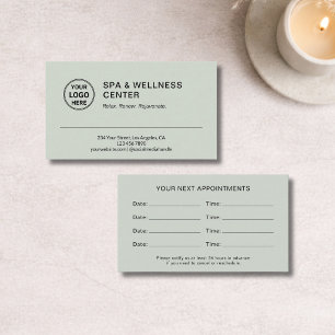 Modern Spa Wellness Sage Green Appointment Card