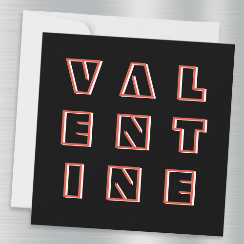 Modern Space Age Typography Black Valentines Card