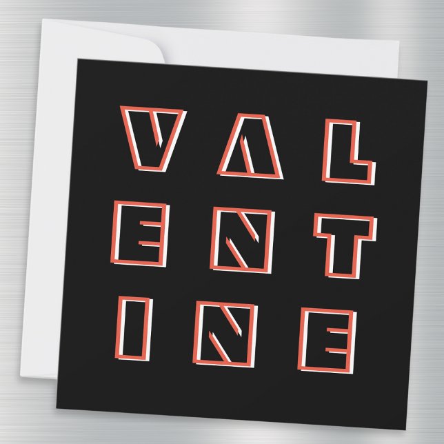 Modern Space Age Typography Black Valentines Card (A stylish, contemporary Valentine's Day card, in black with bold modern typography)