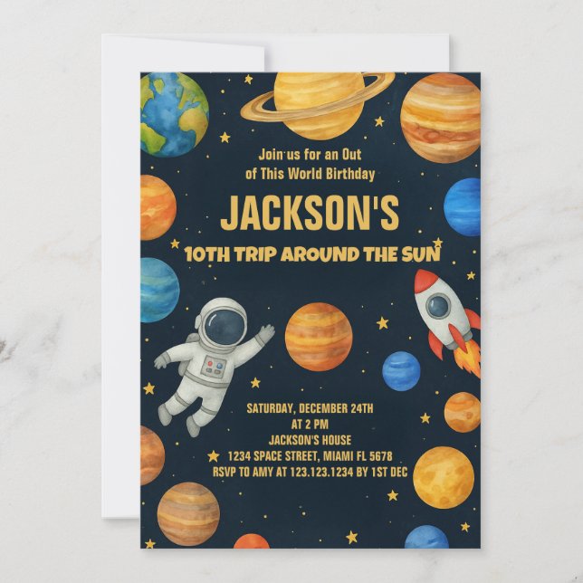 Modern Space Birthday Invitation (Front)