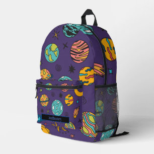 Modern Space Galaxy Themed Custom Name Printed Backpack