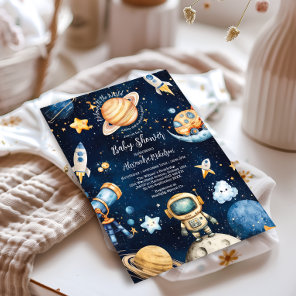 Modern Space Outer Galaxy Baby Shower Invitation