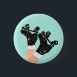 Modern Space Roller Skates Roller Derby Mint  Button<br><div class="desc">Cool modern pastel mint aesthetic and black celestial space milky way stardust quads. Perfect abstract legs roller skates art for roller derby babe, woman, girl. Lovable roller skates pattern design on home decor, mugs, wrapping paper, etc. Roller skates art illustration design gift for daughter, granddaughter, derby girl, roller babe. Rollerskating,...</div>