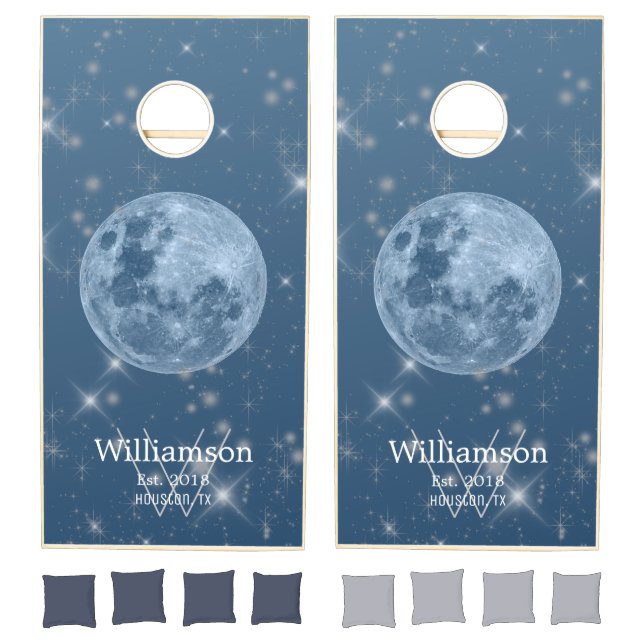 Modern Space Stars Full Moon Custom Cornhole Set (Set)