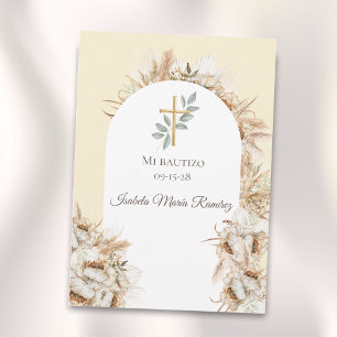 Modern Spanish baptism pampa grass bautizo Invitation