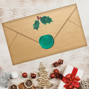 Modern Spanish Feliz Navidad Green Wax Seal Sticker