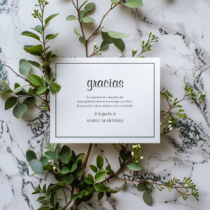 Modern Spanish Gracias   Sympathy Thank You Card