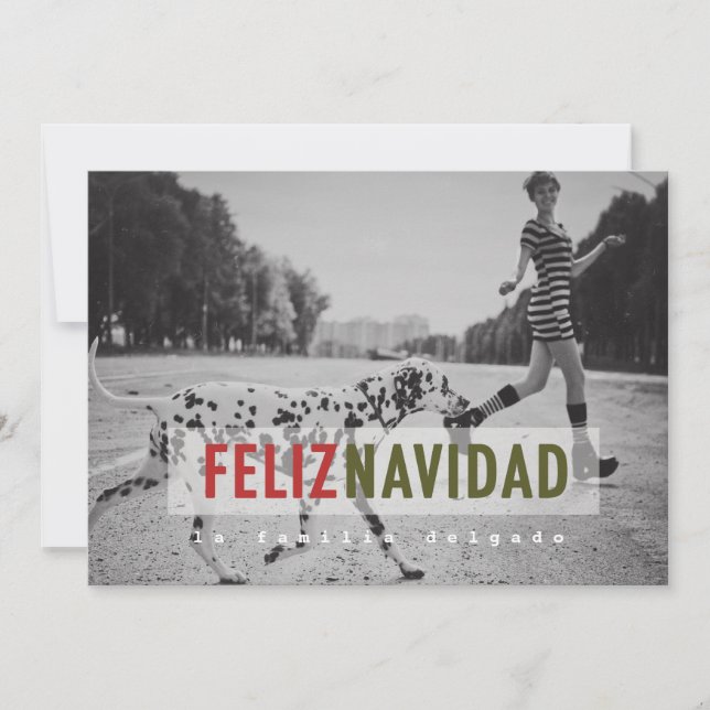 Modern Spanish Holiday Photo Card (Front)