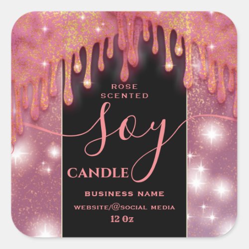 Modern sparkle  drips soy candle label