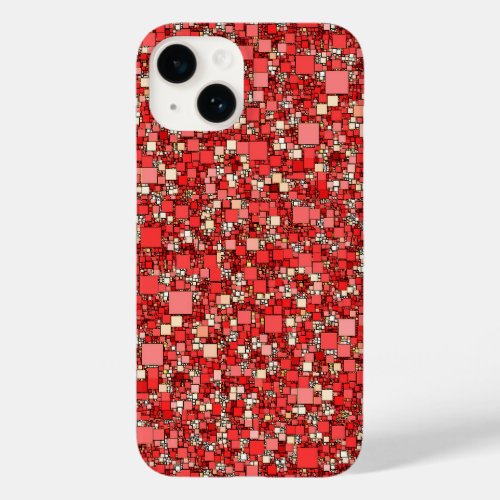 Modern Sparkle Glitter Pattern Red Coral Gold Case_Mate iPhone 14 Case