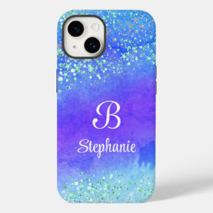 Modern Sparkle Glitter Stars Blue Purple Blue Case-Mate iPhone 14 Case