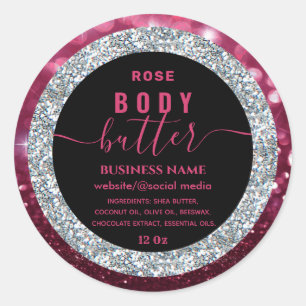 Modern sparkle glittery script body butter label