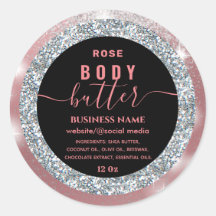 Modern sparkle glittery script body butter label