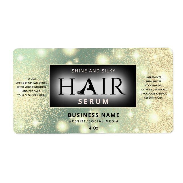 Modern sparkle hair serum  label (Front)