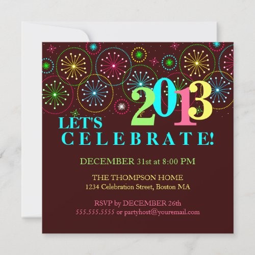 Modern Sparkle New Years Eve Party Invitation 5.25" Square Invitation Card