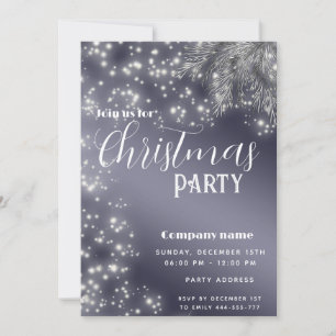 Modern Sparkle  pine branch corporate Christmas  Invitation