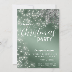 Modern Sparkle pine branch corporate Christmas Invitation