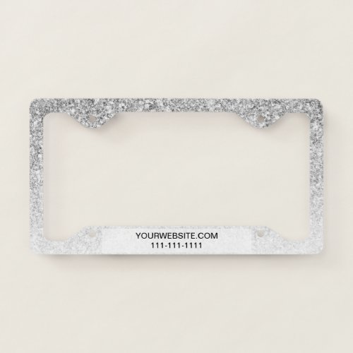 Modern sparkles silver ombre glitter gradient license plate frame