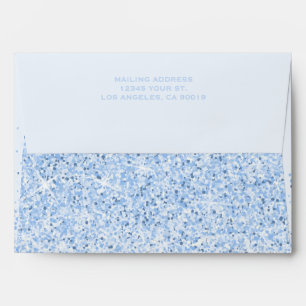 Modern Sparkling Baby Blue Glitter Wedding Envelope