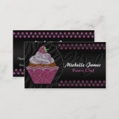 Modern Sparkling Cupcake Monogram Pastry Chef Business Card (Front/Back)