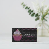 Modern Sparkling Cupcake Monogram Pastry Chef Business Card (Standing Front)