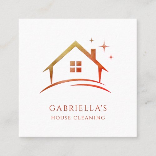 Modern Sparkling House Cleaning Service Square Business Card