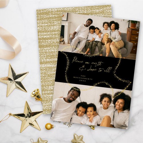 Modern Sparkling Peaceful Dove Stylish 2 Photo Foil Holiday Card
