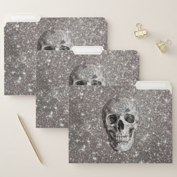 Modern Sparkling Skull A File Folder by MehrFarbeImLeben at Zazzle