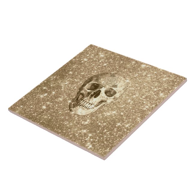 Modern sparkling Skull C Ceramic Tile (Side)