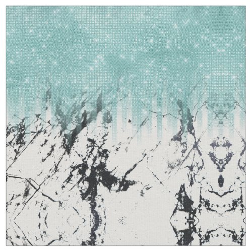 Modern Sparkly Aqua White Marble Glitter Gradient Fabric