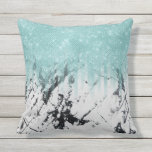 Modern Sparkly Aqua White Marble Glitter Gradient Outdoor Pillow<br><div class="desc">This modern and glamorous design is a fusion of two popular design trends; glitter and marble. It features aqua blue faux printed glitter sequin striped gradient ombre on top of a white and black contemporary marble stone background. It's elegant, chic, and stylish! ***IMPORTANT DESIGN NOTE: For any custom design request...</div>