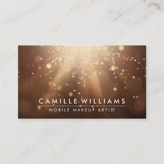 MODERN SPARKLY LIGHT whimsical warm coffee brown Business Card (Front)