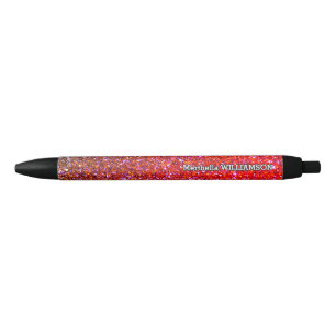 Modern Sparkly RED GLITTER Personalized Pen