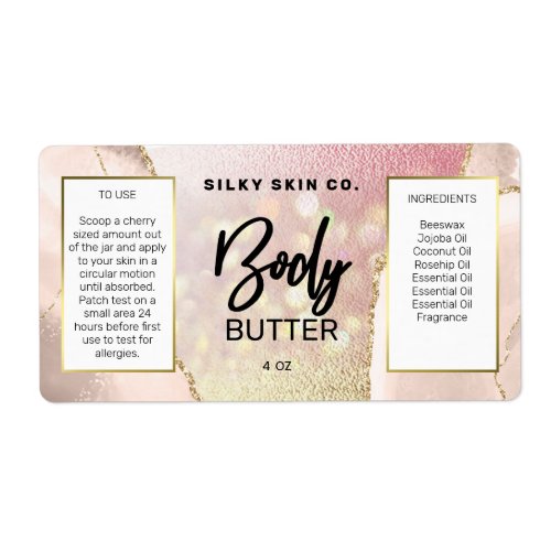 Modern Sparkly Rose Gold Body Butter Labels