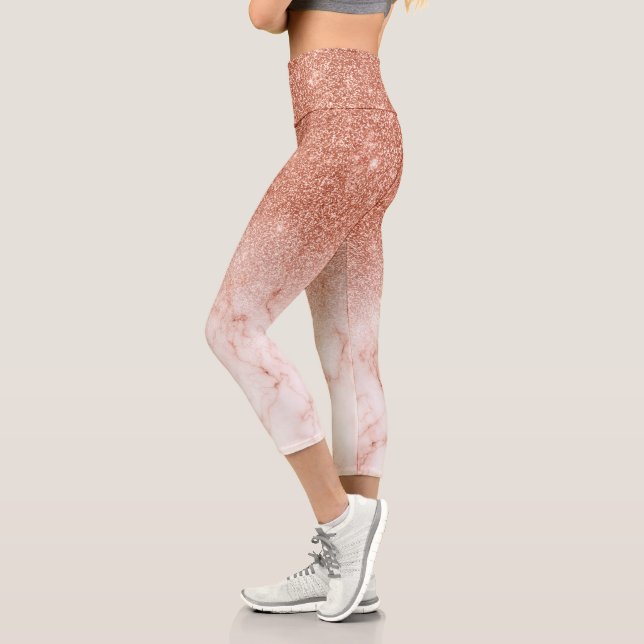 Modern sparks of glittering marble bronze capri leggings (Left)