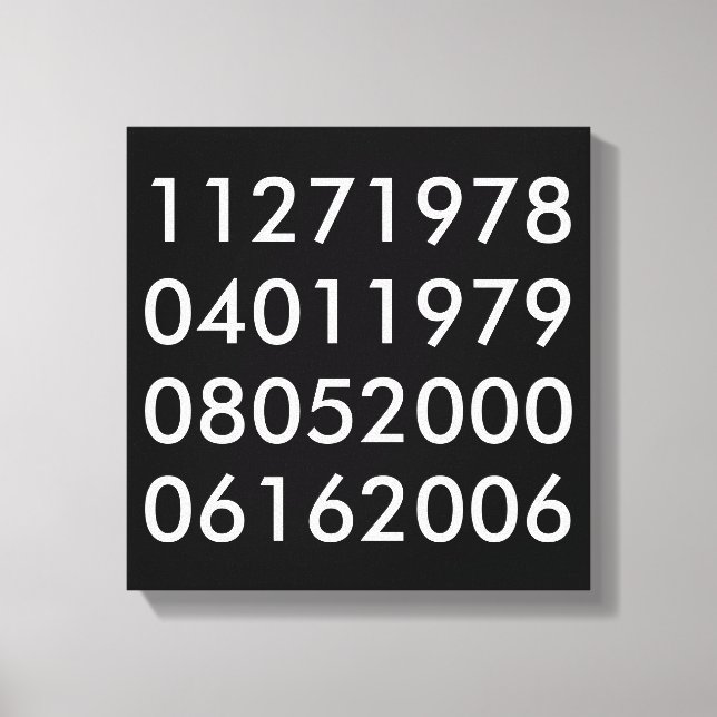 Modern Special Dates Canvas Print (Front)