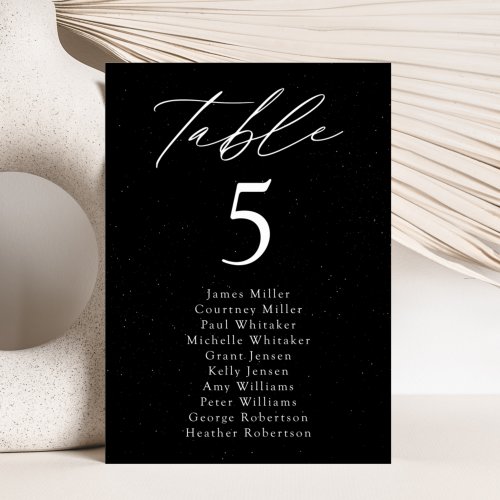 Modern Speckled Black Table Number Seating Chart