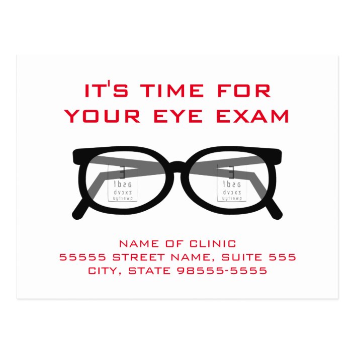 Modern Spectacles Eye Exam Appointment Reminder Postcard